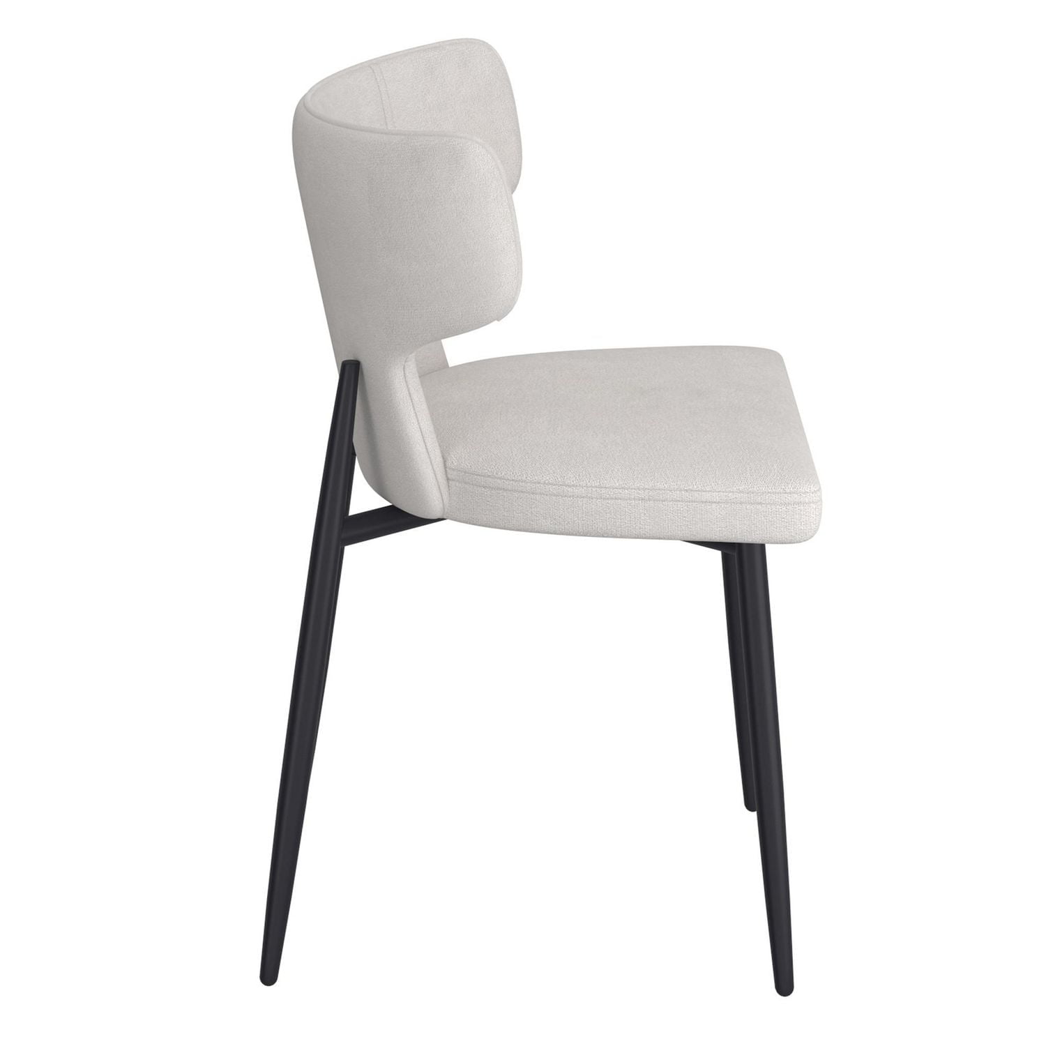 Contemporary Fabric and Metal Dining Chair, Set of 2 - Beige and Black