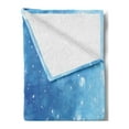 thumbnail image 2 of Winter Soft Flannel Fleece Throw Blanket, Rendition of Snowy Season of Year Frozen Pine Tree Snowflakes Falling, Cozy Plush for Indoor and Outdoor Use, 50" x 70", Blue White, by Ambesonne, 2 of 5