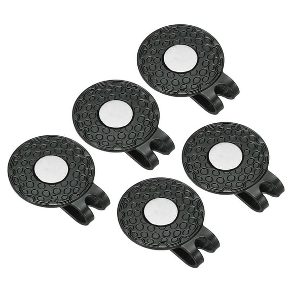 Golf Hat Clip Metal Cap Clamp with Magnetic Removable Ball Marker Holder, Black, 5 Pack