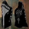 thumbnail image 2 of Relaxed Fit Norse Mythology Hooded Jacket Streetwear Long Sleeve Cardigan Coat, 2 of 5