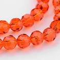 thumbnail image 3 of 10strands Transparent Glass Bead Strands Imitate Austrian Faceted(32 Facets) Round Orange Red 8mm Hole: 1mm about 65~67pcs/strand 49~50cm, 3 of 3