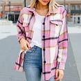 thumbnail image 3 of KZKR Women's Coats Plaid Jacket Long Sleeve Button Down Chest Pocketed Shirts Coats Shacket, 3 of 5