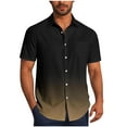 thumbnail image 1 of Mens Casual de Manga Corta Botón Abajo Camisas Gira Cuello Gradación Blusa de Impresión, Suelto Ajuste Poliéster Camisa de Verano, Lavado a Mano Casual, 1 of 6