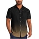 thumbnail image 2 of Blusa y camisa de manga corta con cuello vuelto para hombre, blusa informal de moda con cuello vuelto, estampado degradado, camisa de manga corta con botones, blusa de poliéster para hombre, 2 of 6