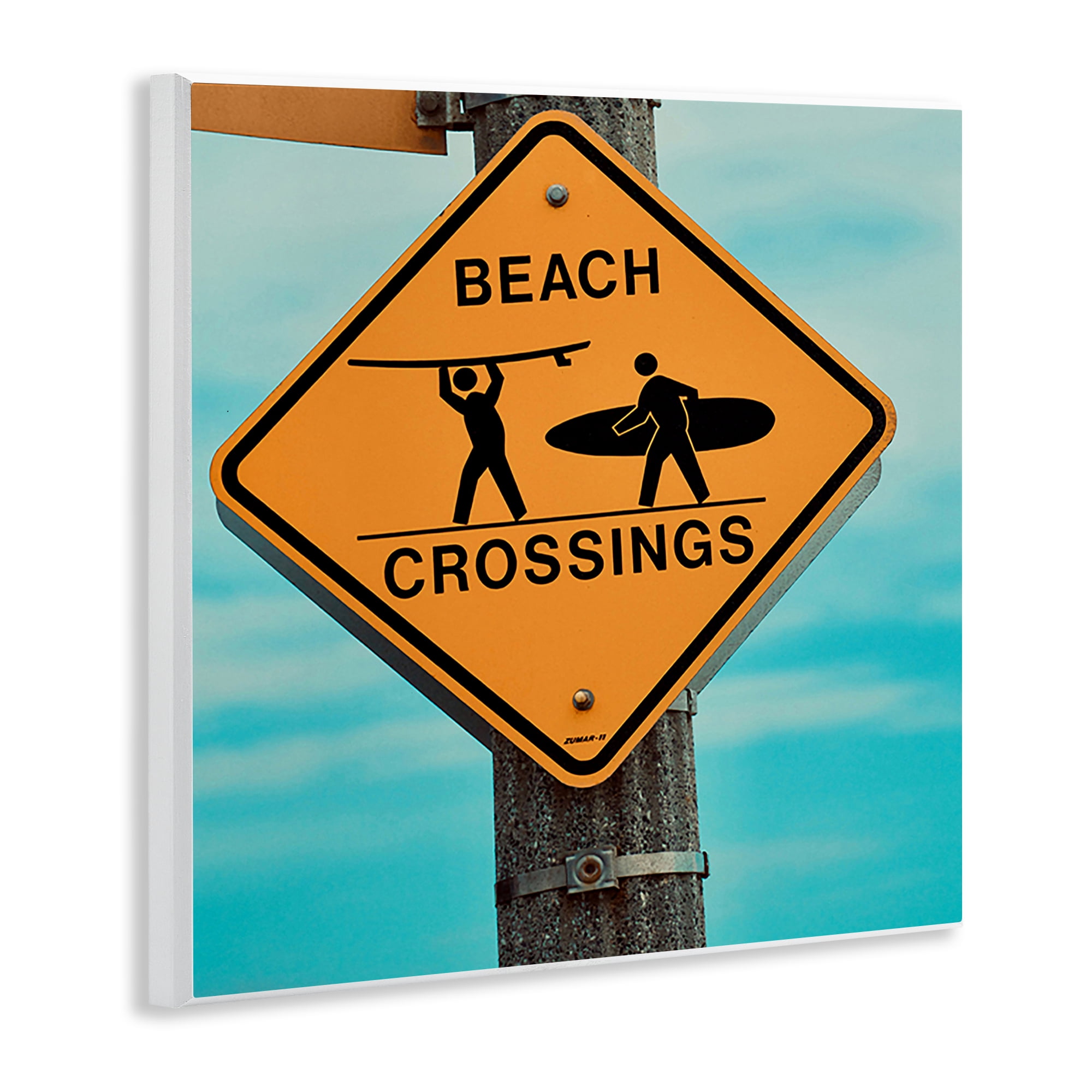 Stupell Industries Beach Crossing Sign Nautical & Beach Photography Unframed Art Print Wall Art, 12 x 12