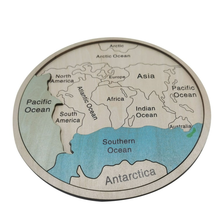 Ocean Puzzle on Wooden Plate Ocean Puzzle on Wooden Plate