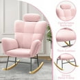 thumbnail image 5 of UHOMEPRO Modern Teddy Fabric Rocking Chair, Accent Rocker Chair with High Backrest, Accent Glider Rocker for Living Room Bedroom Playroom, Pink, 5 of 7