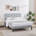 thumbnail image 4 of VECELO Queen Size Bed Frame, Modern Upholstered Platform Bed Frame with Adjustable Headboard, Wooden Slats Support/No Box Spring Needed, Light Gray, 4 of 13