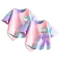 thumbnail image 1 of Vêtements pour Filles Col Rond Imprimé Chemise à Manches Courtes pour Filles Adolescentes Taille 8-10 Ans Mode, 1 of 3