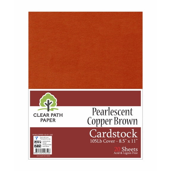 Pearlescent Copper Brown Cardstock - 8.5 x 11 inch - 105Lb Cover - 20 Sheets - Clear Path Paper