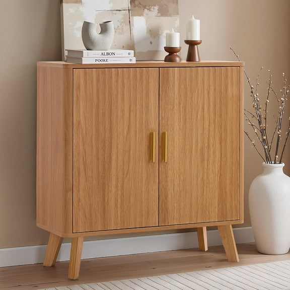 Sideboard Buffet Cabinet with Storage, Fluted Accent Cabinet with Adjustable Shelf, Coffee Bar, Wood Console Credenza for Living Room, Entryway or Kitchen
