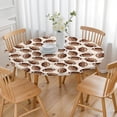 thumbnail image 3 of Brown Footballs on Beige Pattern Round Fitted Tablecloth with Elastic Edge,Dining Table Cover Waterproof,Outdoor Round Tablecloth for Camping,Dining,Indoor and Outdoor, 3 of 7