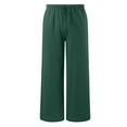 thumbnail image 5 of Linen Pants for Women 2025 Lightweight Elastic High Waist Drawstring Wide Leg Pants with Pockets Casual Trousers, 5 of 6