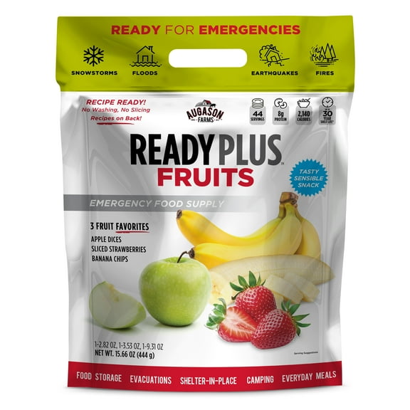 Augason Farms READY PLUS™ Freeze-Dried and Dehydrated Fruits Resealable Pouch Emergency Food Supply 15.6 oz.