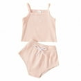 thumbnail image 1 of Newborn Baby Shorts Suit  Sling Plain Color Ribbed Camisole Tops+High Waist Triangle Short Pants, 1 of 10