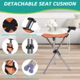 thumbnail image 2 of CJC Folding Walking Stick Seat Aluminium Portable Cane Chair Stool Senior Load 150kg, 2 of 7