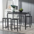 thumbnail image 2 of Veryke Industrial Style 5 Piece Dining Table Set, Metal Frame Table and 4 Stools in Black, 2 of 10