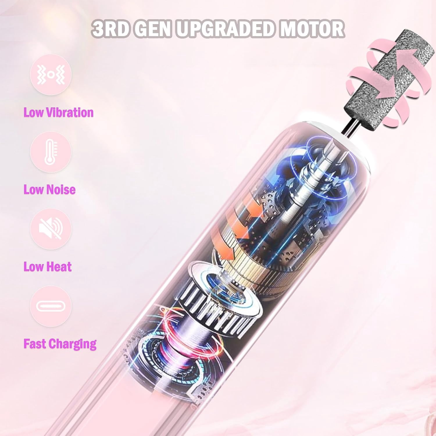 Aorsher Electric Nail Drill Professional, Cordless Electric Nail File, Gel Nails, Manicure Pedicure for Polishing Shape Tools with 100Pcs Sanding Bands