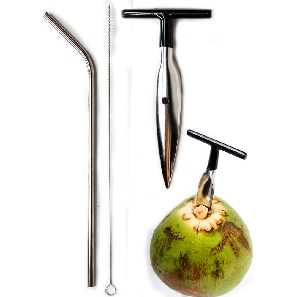 Ken's Coconut Opener Tool for Fresh GREEN Young Fruit Black