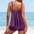 thumbnail image 5 of Alkepwun Tankini Swimsuits for Women Tummy Control Flowy Swimwear Two Piece Bathing Suits Solid Hollow Swim Tank Top with Boyshorts, 5 of 7