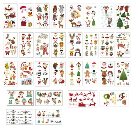 Xmas Party Ideas For Kids Christmas Temporary Tattoos For Kids Fun Santa Claus Stickers Waterproof Tattoo Stickers For Party Favor(Random Style) ()