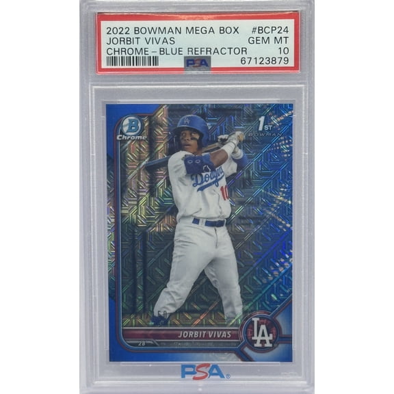 Jorbit Vivas Dodgers 2022 Bowman 1st Blue Mojo Refractor Rookie Card /150 PSA 10