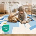 thumbnail image 4 of ODIKA 4'x6' Blue Cream Modern Geometric Abstract Washable Area Rug Minimalist Rectangular Blocks Dotted Lines Mid for Bedroom, Reading Nook, Pet Friendly & Non-Shedding, 4 of 7