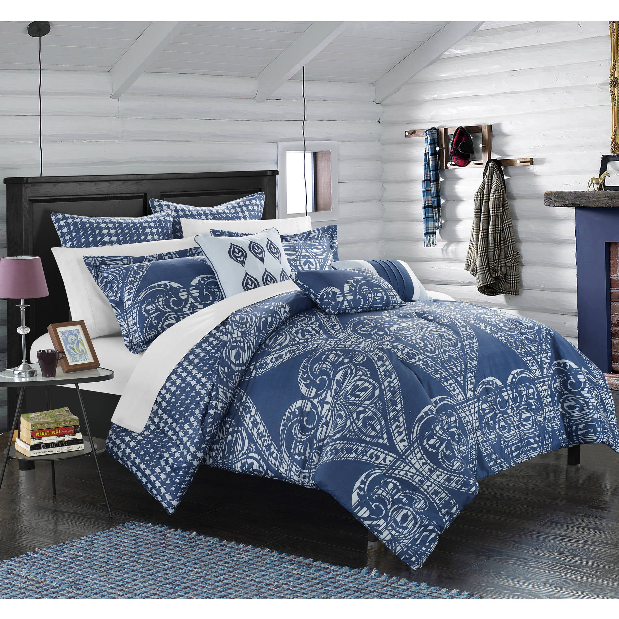 6 Piece Perugia Oversized Overfilled Reversible Printed Comforter