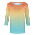 thumbnail image 5 of Bovxnpu 3/4 Length Sleeve Womens Tops, Cotton Casual Tunic Tops for Women Loose Dressy, Fashion Women's Casual Print Round Neck 3/4 Sleeve T-shirt Blouse M, 5 of 5