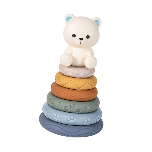 HILABEE Stacking Balancing Block Puzzle Game Toddlers Classroom Gift Montessori Toys White Bear