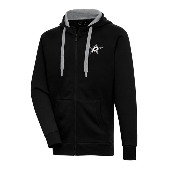 Men's Antigua  Black Dallas Stars Metallic Logo Victory Full-Zip Hoodie