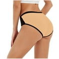 thumbnail image 1 of WZXFASHION Women Solid Color Patchwork Briefs Panties Underwear Knickers Bikini Underpants Intimates Beige M, 1 of 9