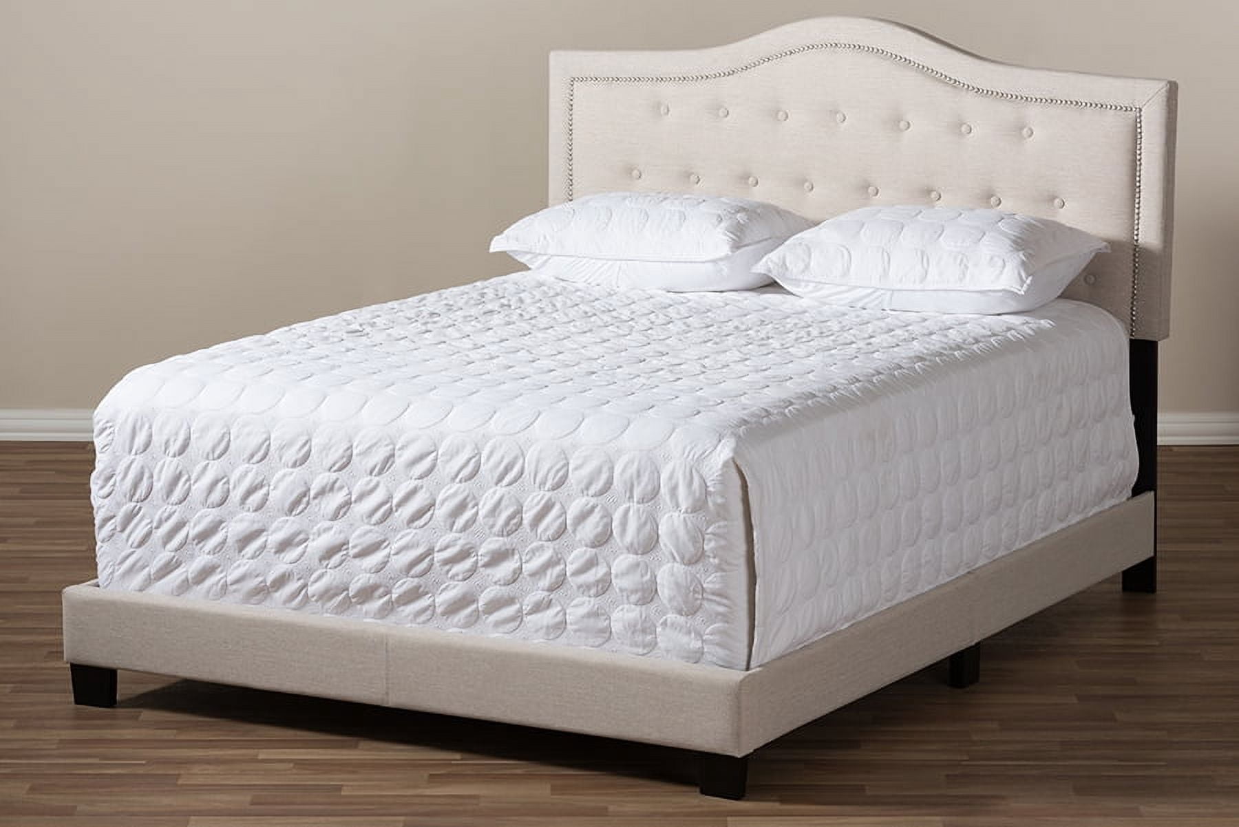 Baxton Studio Emerson Modern and Contemporary Light Beige Fabric Upholstered Full Size Bed