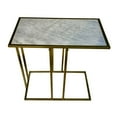 thumbnail image 3 of Contemporary Home Living Rectangular Marbled End Table - 26" - White and Silver, 3 of 6