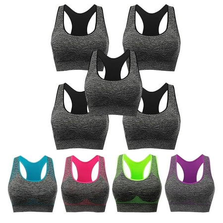 sovlvnd Discount 5pc Women s Simplicity Lightweight Sports Bra Fitness Running Shockproof Yoga Tank Top No Steel Ring Casual Comfort Sports Bra S