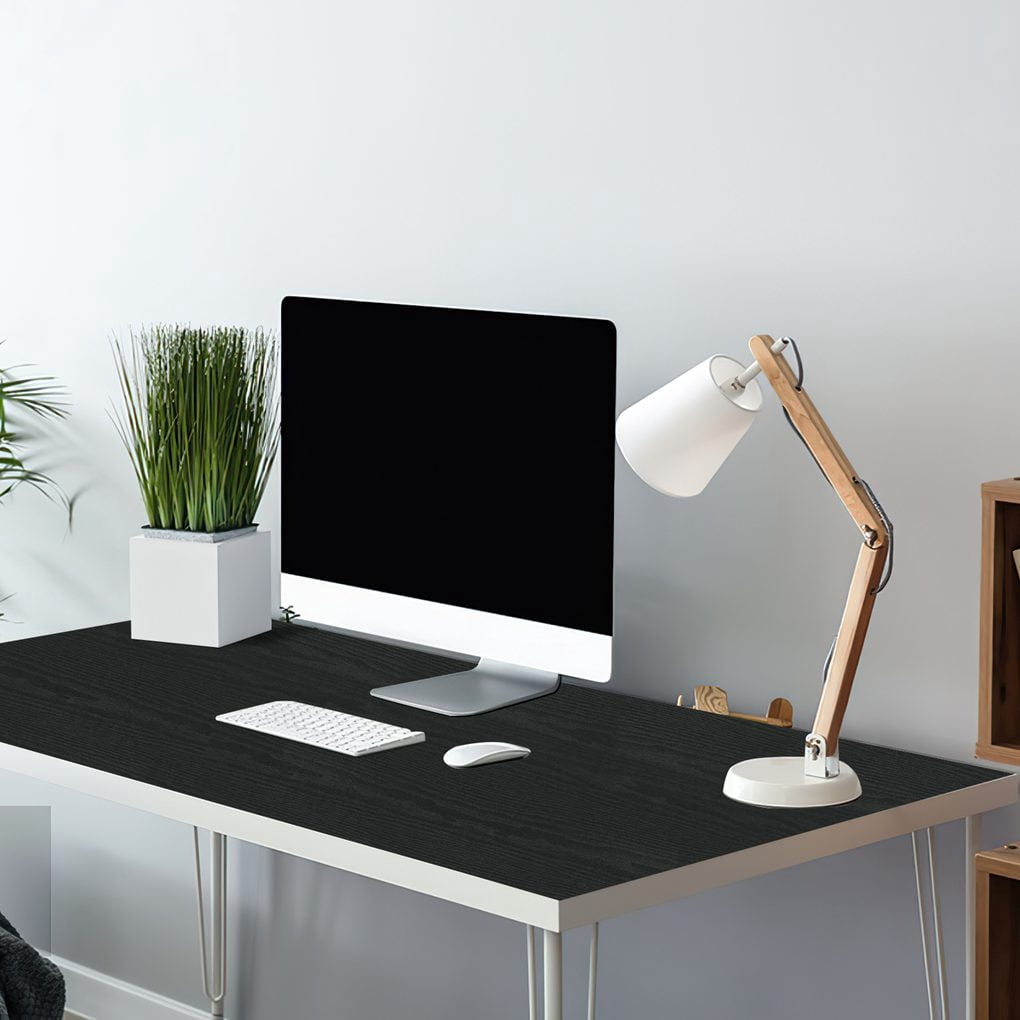 Arthome Black Wood Paper, 17"x 393" Self Adhesive Wallpaper Waterproof Gloss PVC Vinyl, Oil Proof,Black Wood Vinyl Paper for Furniture Cover Surface,Countertop,Kitchen,Shelf Liner