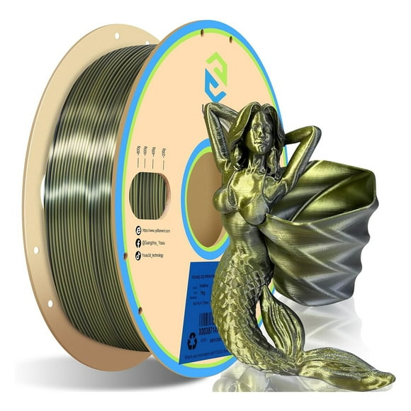 Mistaha Filament d'Impression 3D en Soie PLA Bicolore 1 kg Bobine - Haute Robustesse/tolérance ±0,03 mm - Mélange Argent et Bronze - Type de Bobine Aléatoire (Papier Ou Plastique)