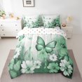 thumbnail image 2 of Butterfly Flowers Bed in a Bag King Size Comforter Set 7 Pieces,Cyan Ombre Art Oil Painting Floral Bedding Sets Rustic Aesthetic Animal Daisy Flower Sheet Set with Comforter, 2 of 5