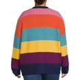 thumbnail image 3 of Dreamers by Debut Women's Plus Size Honeycomb Stripe Cardigan Sweater, 3 of 5