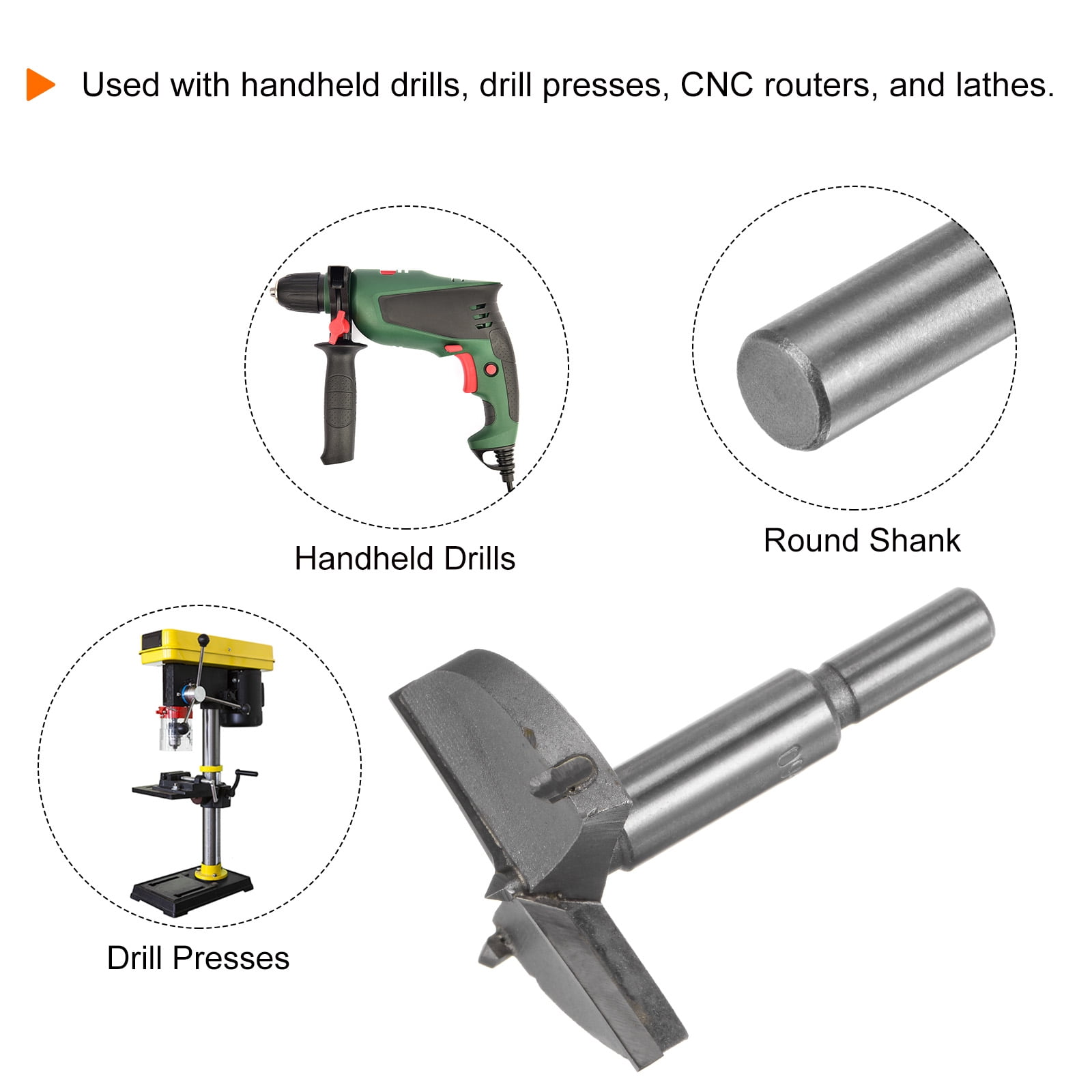 Uxcell 2 Pieces Forstner Drill Bits 60mm (2-3/8") Tungsten Carbide Wood Hinge Drill Bit Woodworking
