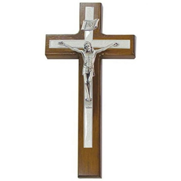 Jeweled Cross JC-7121-E Crucifix - Pearlized White