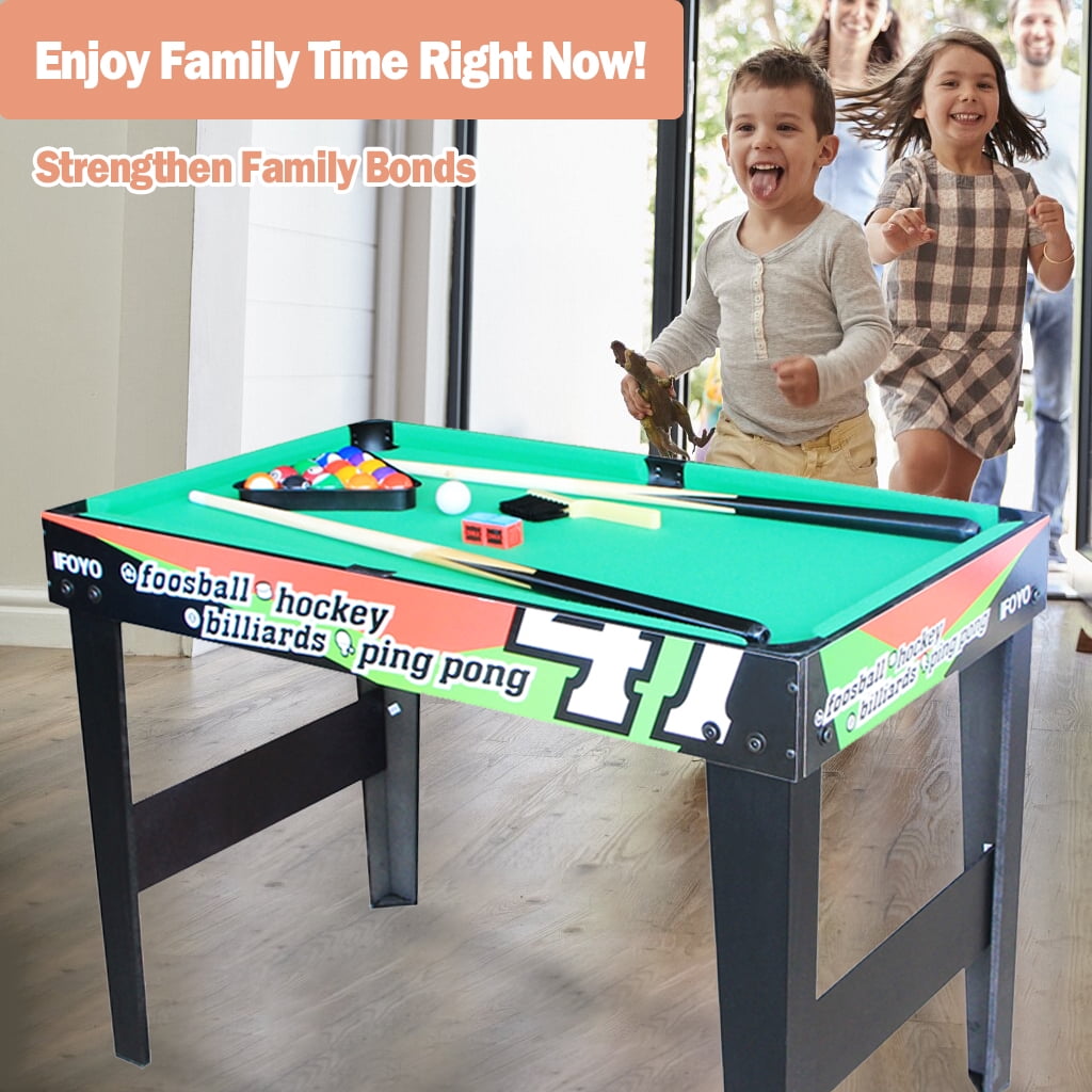 Costway 3-In-1 48'' Multi Game Table w/Billiards Soccer and Side Hockey for  Party and Family Night - Natural/Green