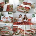 thumbnail image 5 of Christmas Bedding Duvet Cover Set Queen Size 4 Pieces Red View Christmas Tree Hut Light Golden Snowflakes Bedding Set with Zipper Closure,1 Comforter Cover 90x92 Inches 1 Flat Sheet & 2 Pillow Cases, 5 of 7