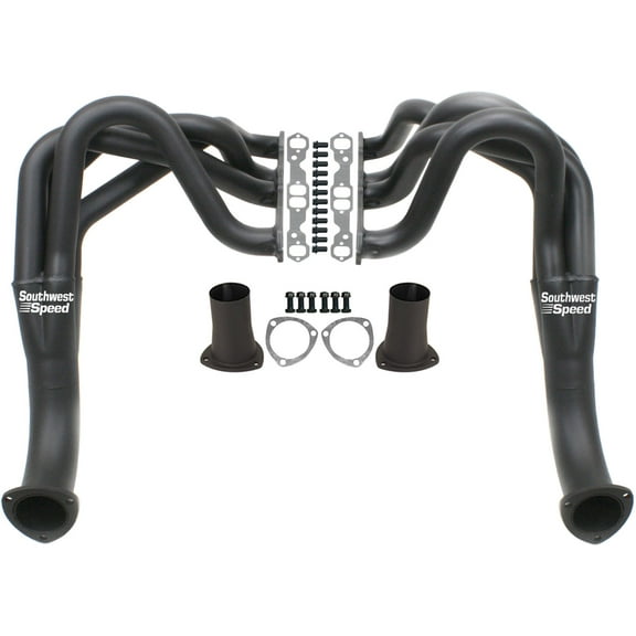 Southwest Speed 1962-67 Chevy II,Nova Fenderwell Headers,Painted Flat Black,Sbc 265-400 V-8