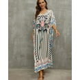 thumbnail image 6 of EDOLYNSA Kaftan Dresses for Women Long Printed Maxi Caftan Dress Swimsuit Cover up Resort Wear, 6 of 8