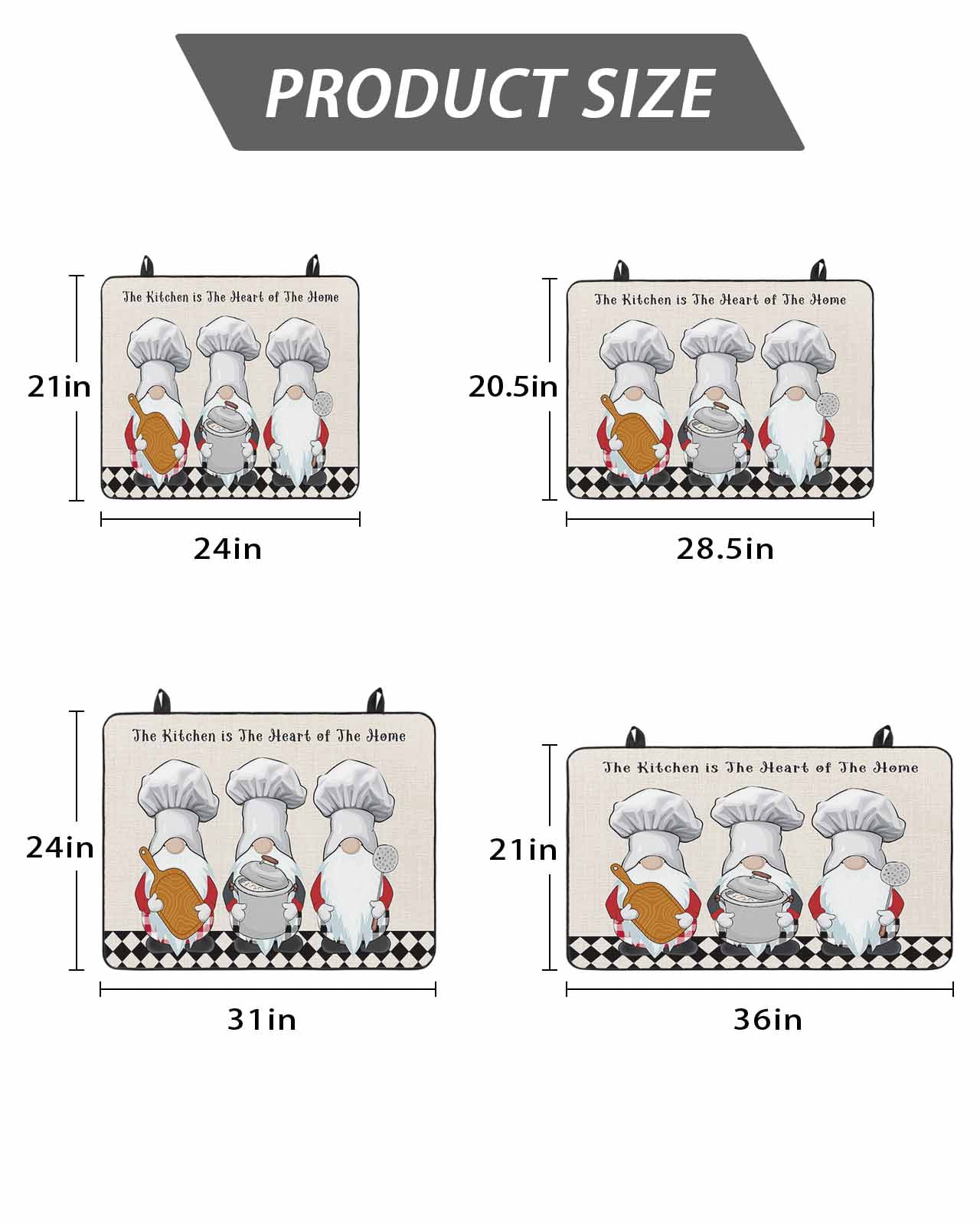 The Chef Stove Top Covers for Electric Stove, 28'x20'' Gnome Kitchen Linen Black Buffalo Plaid Glass Ceramic Stove Cover Foldable Rubber Mat Heat Resistant Cooktop Protector for Kitchen