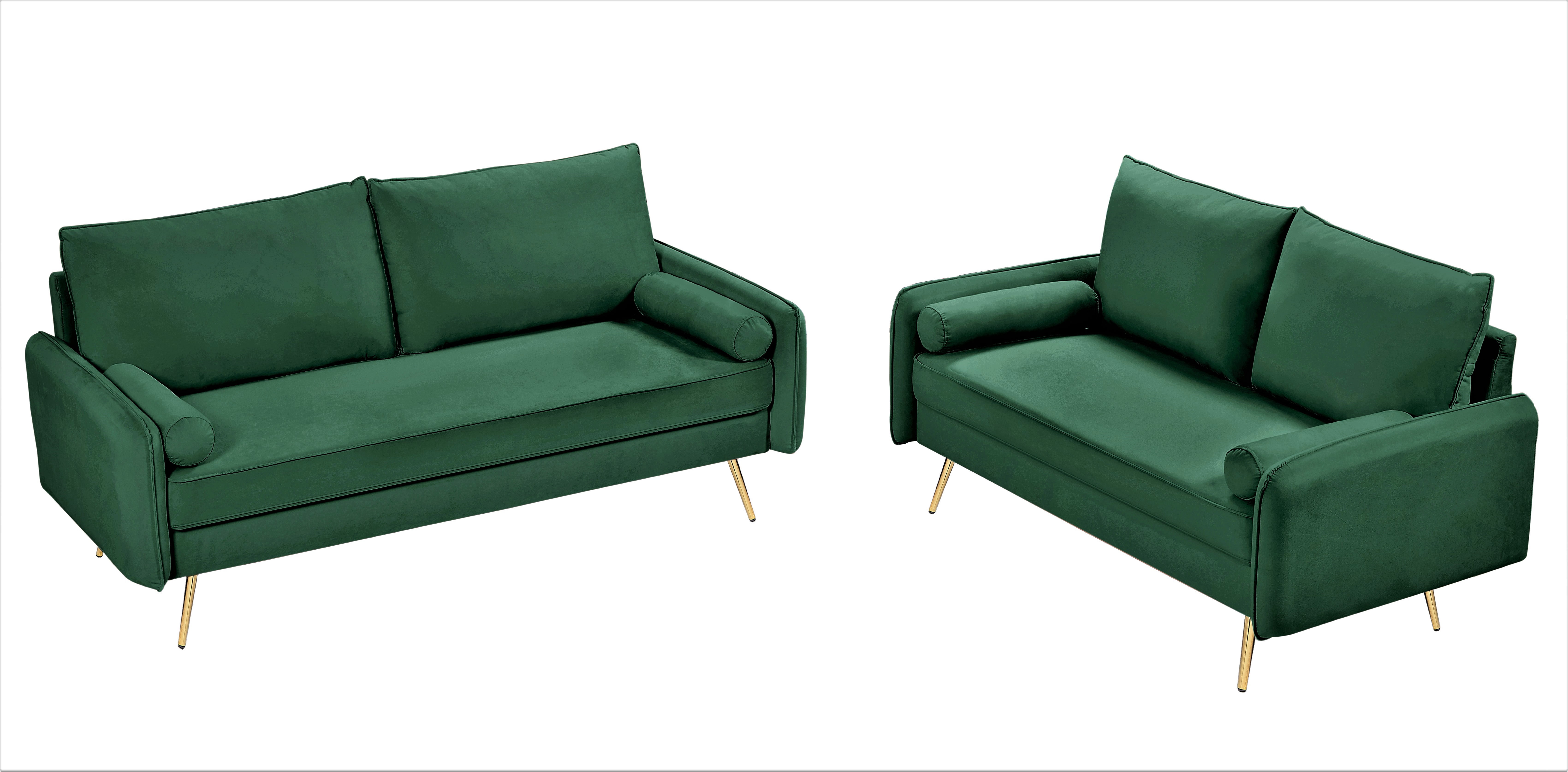 US Pride Furniture Villeda Velvet 2 PC Living Room Set Sofa & Loveseat Green