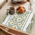 thumbnail image 3 of Sage Green Daisy Placemats Set of 12 Farmhouse Floral Green Striped Place Mats Indoor Wipeable Table Mats Washable Cloth Dining Table Placemats for Kitchen Holiday Party Home Decor 13x19 Inch, 3 of 9