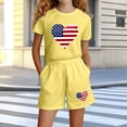 thumbnail image 2 of SELONE Girls Summer Sets 2 Piece 4th of July Big Kids Clothing Short Sleeve Shirts and Shorts Patriotic Graphic Outfits, 2 of 5