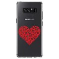 thumbnail image 1 of DistinctInk Clear Shockproof Hybrid Case for Samsung Galaxy Note 8 - TPU Bumper Acrylic Back Tempered Glass Screen Protector - Red Floral Heart Clear, 1 of 5